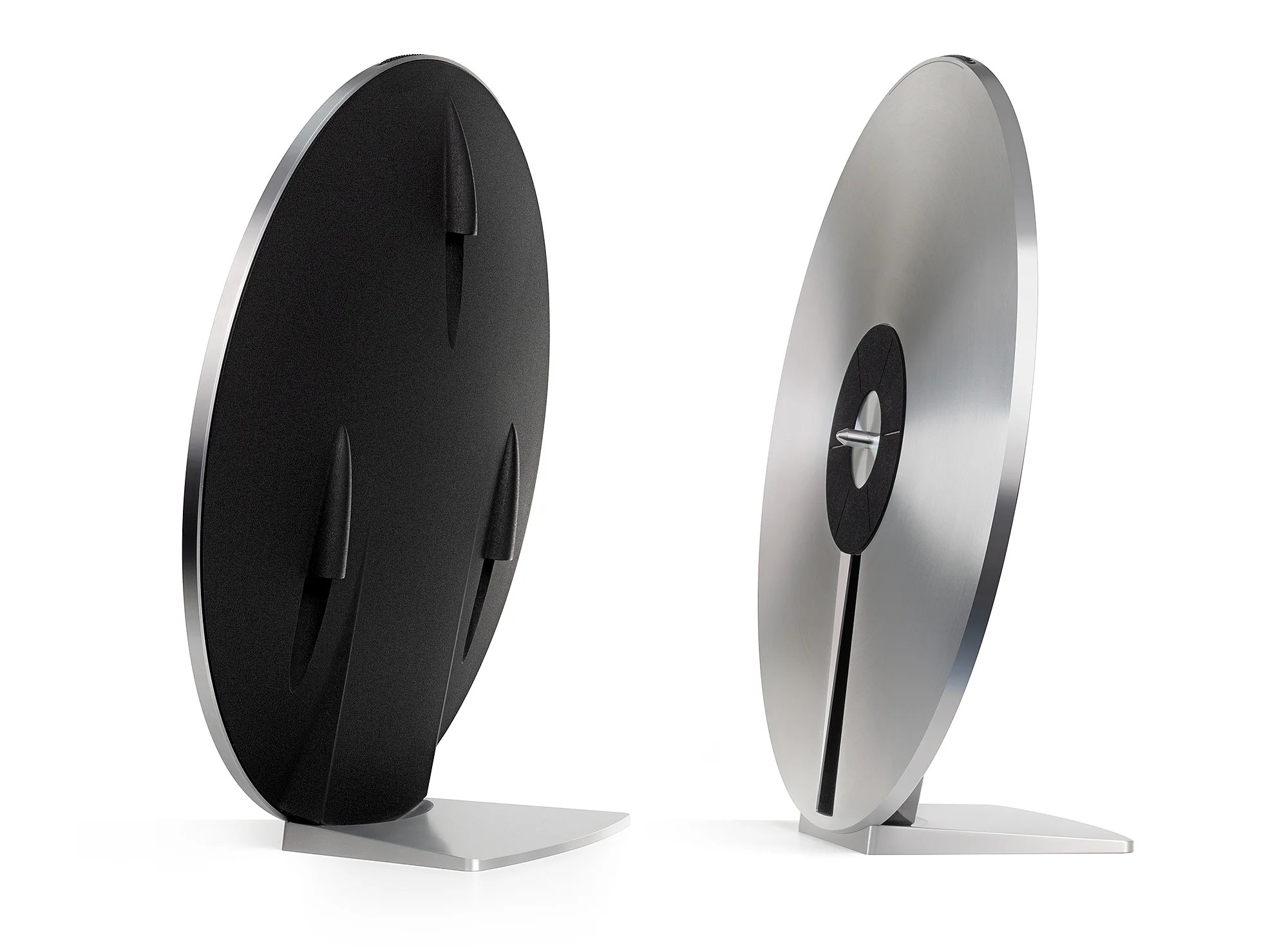 The Miniot Wheel 3 shown front and back from the sides while standing upright on its stand.