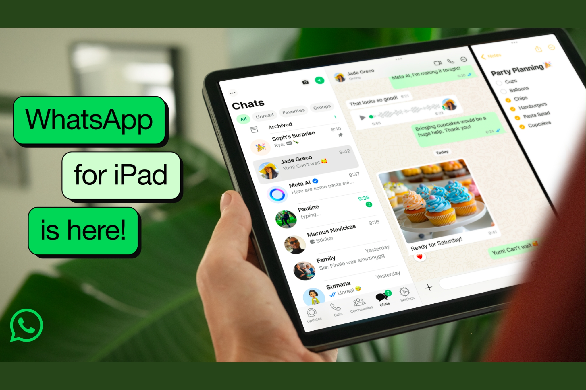An image of someone using WhatsApp for iPad.