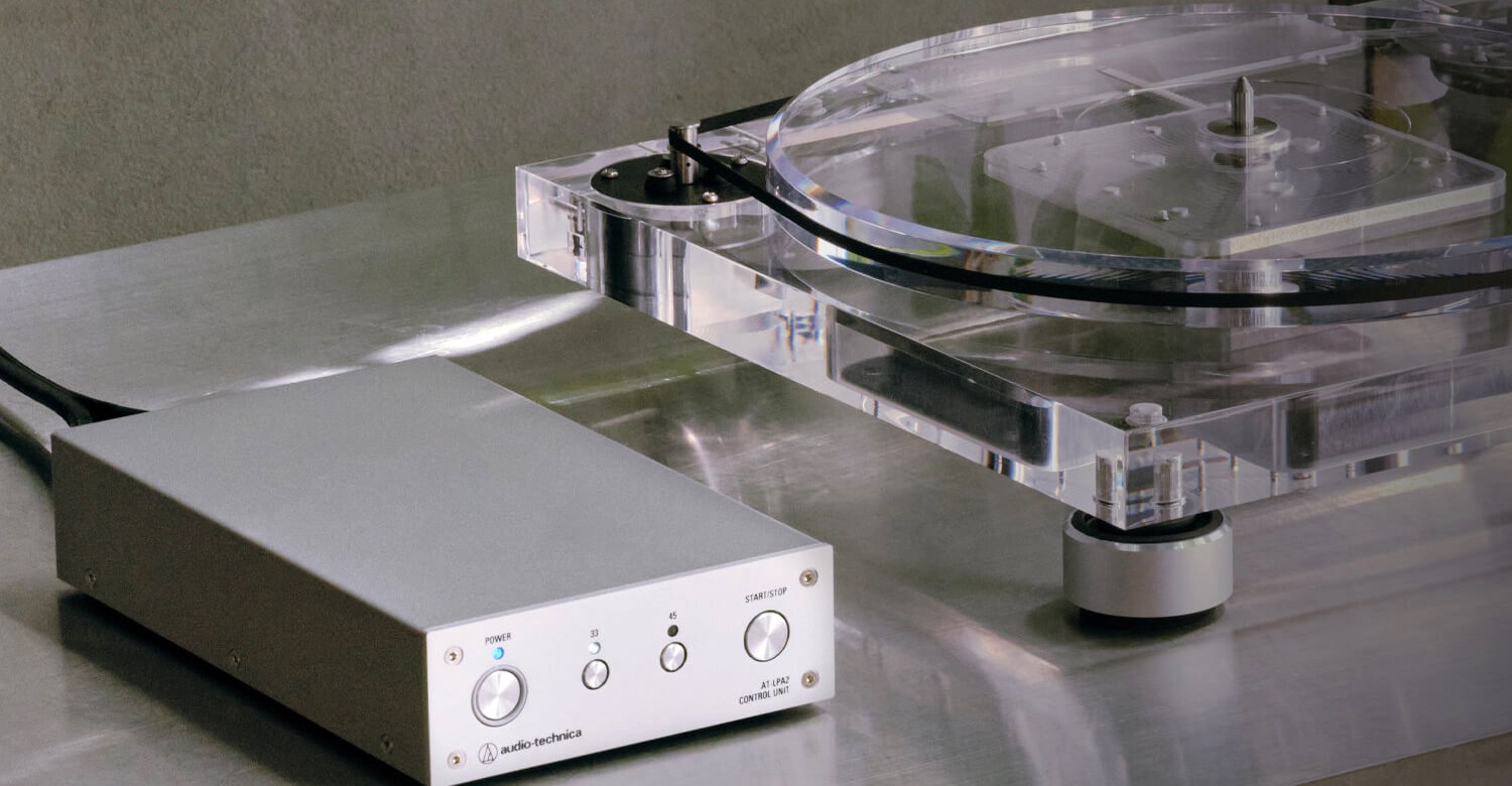 A close-up of the turntable’s separate control unit.