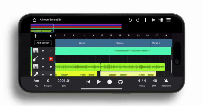 GIF of Fender Studio in action on an iPhone.