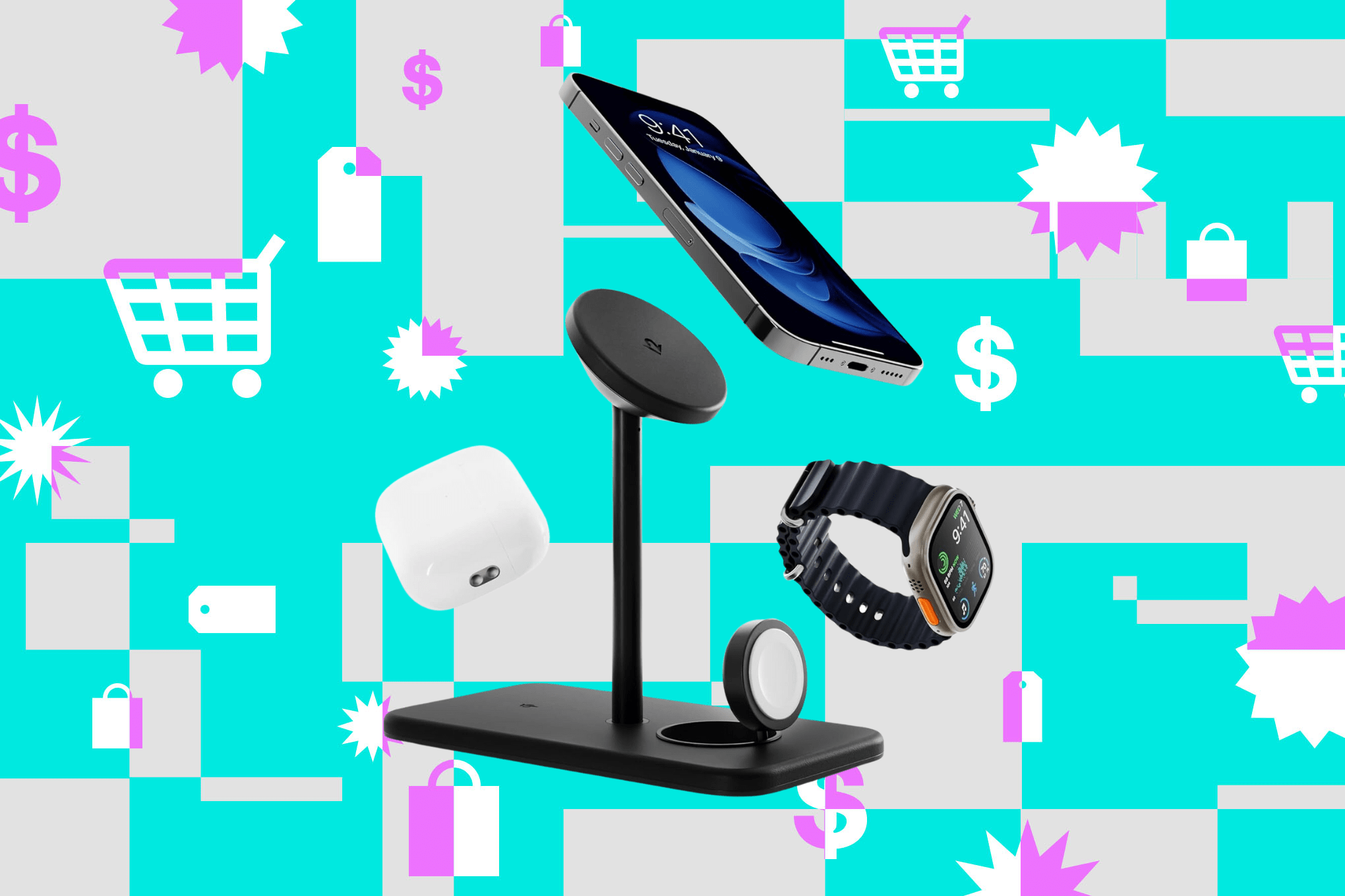 Twelve South HiRise 3 Deluxe against a light blue background.￼￼