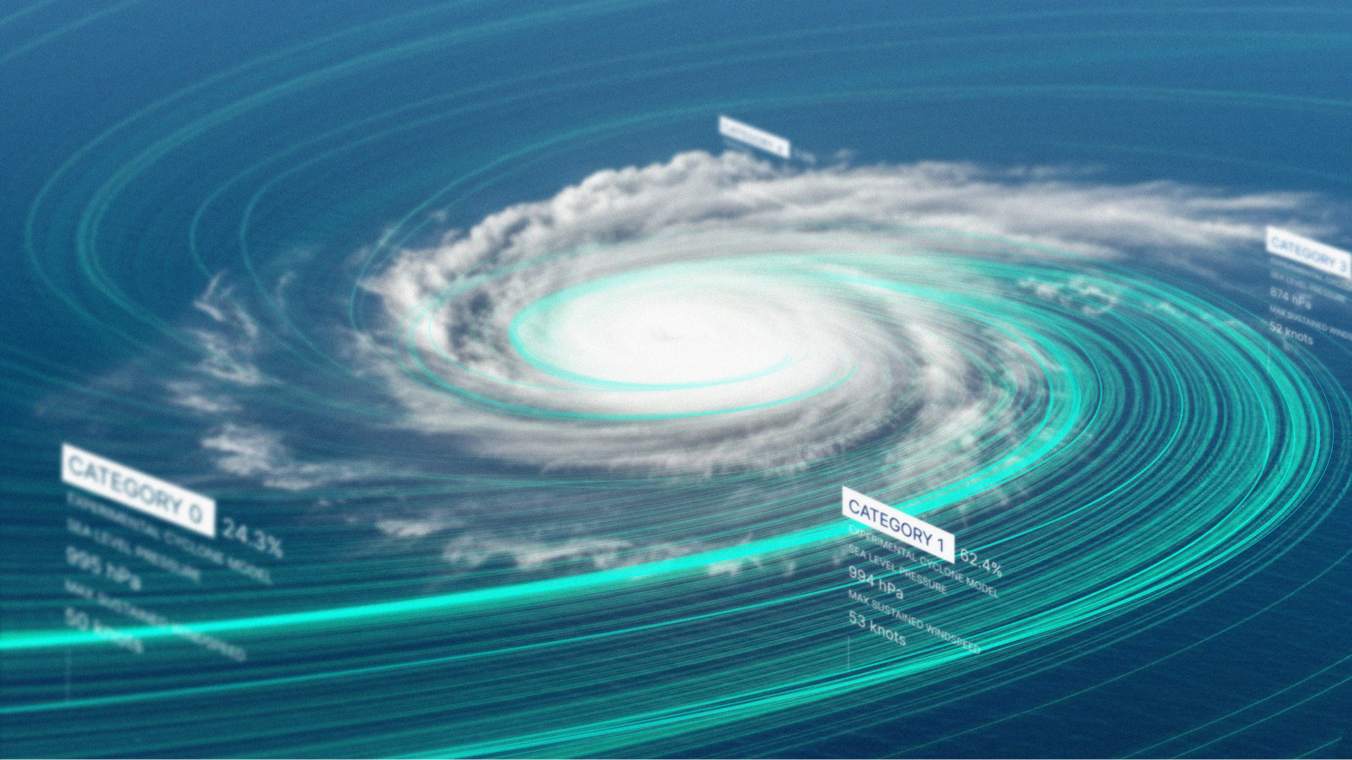 A diagram of a swirling tropical storm.