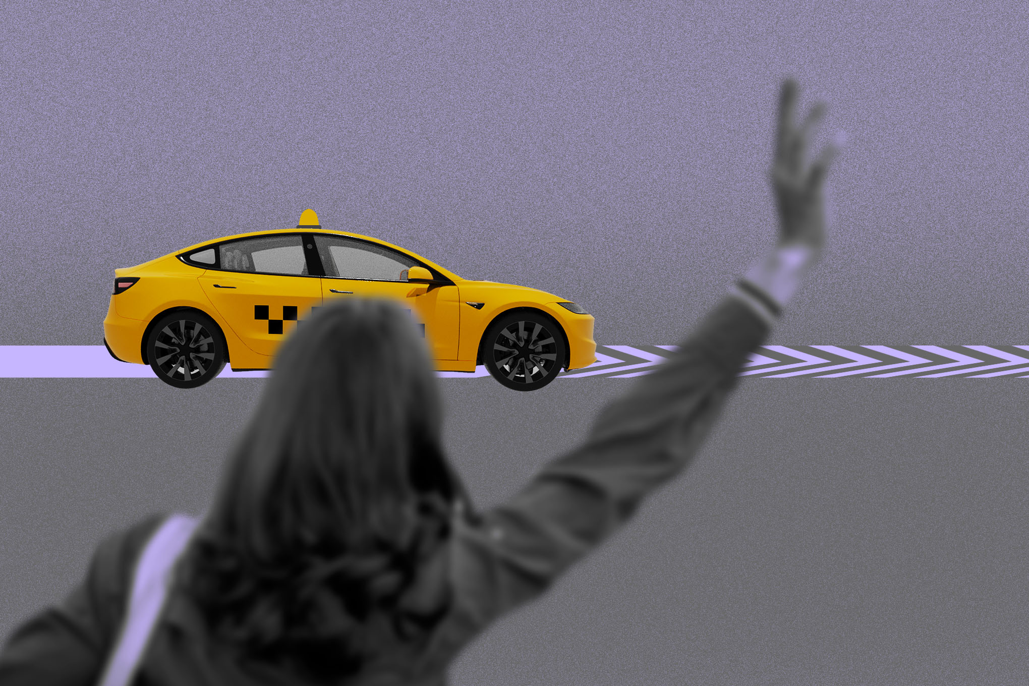 illustration of a person hailing a Tesla robotaxi