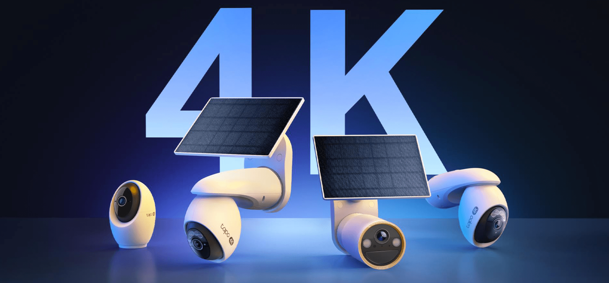 A graphic showing four cameras agains the image of 4K.