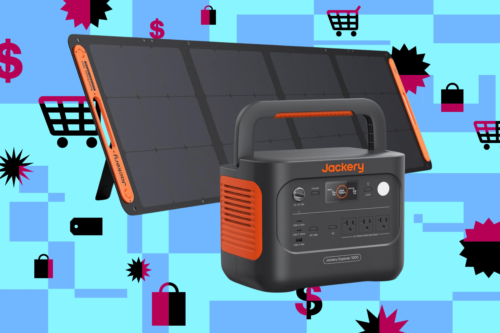 An image of Jackery’s Solar Generator 1000 v2 with 200W Solar Panel bundle