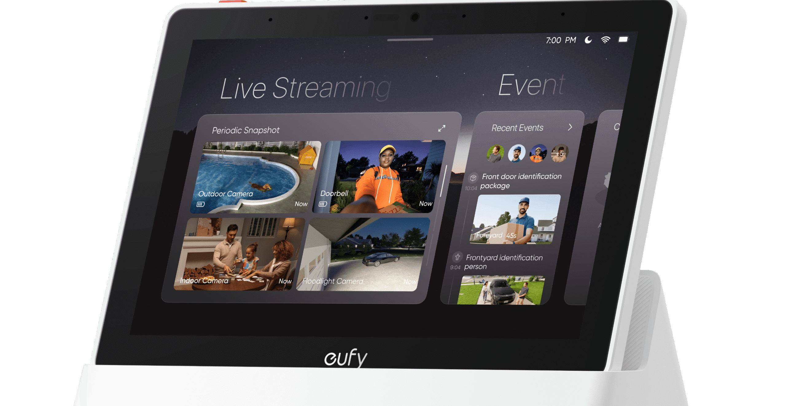 The Eufy Smart Display E10 in its charging dock.