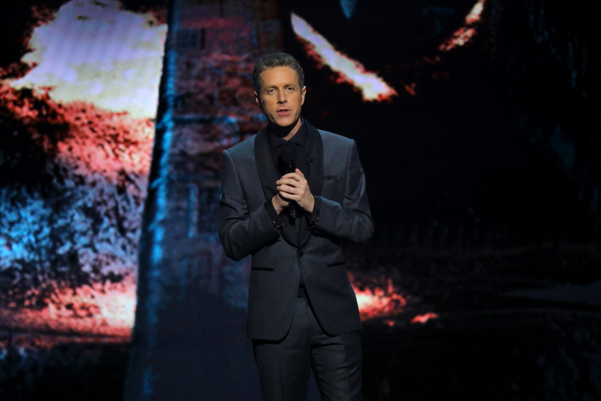 Geoff Keighley speaks on stage during The Game Awards.