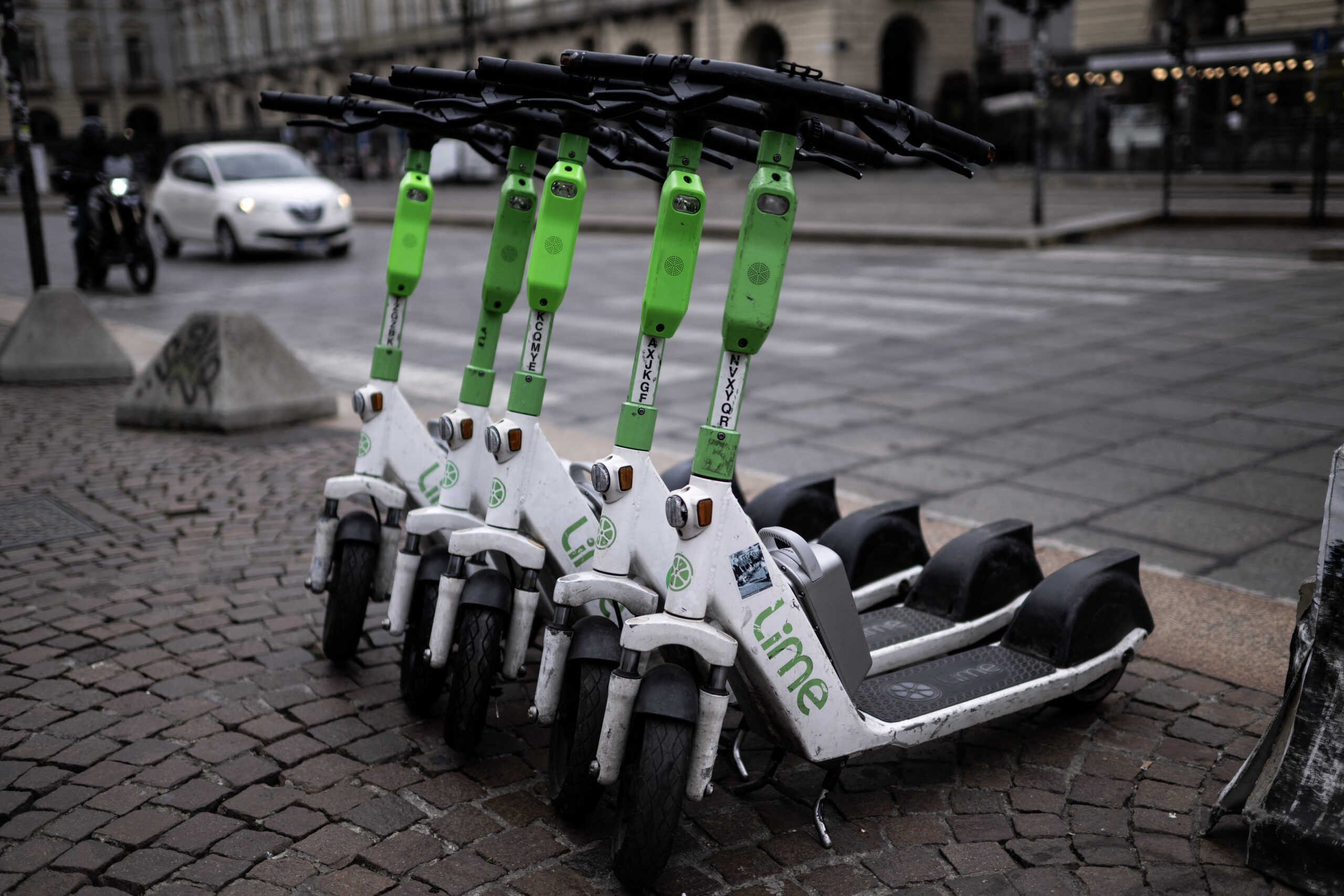 photo of Lime scooters.