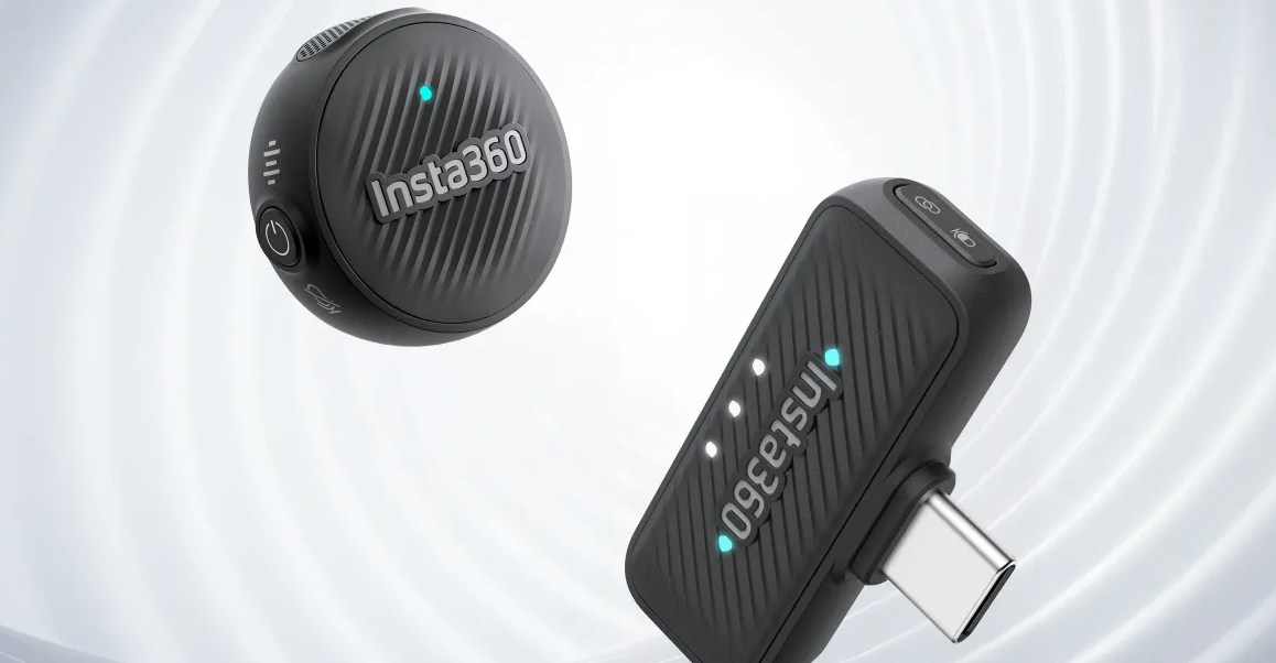 The Insta360 Mic Air next to its wireless USB-C receiver.