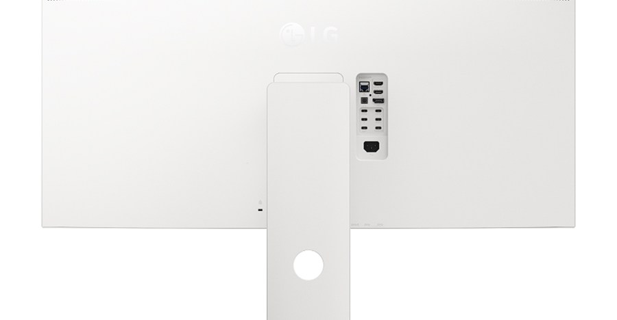 A view of the back of the LG UltraFine 40WT95UF monitor showing its ports.