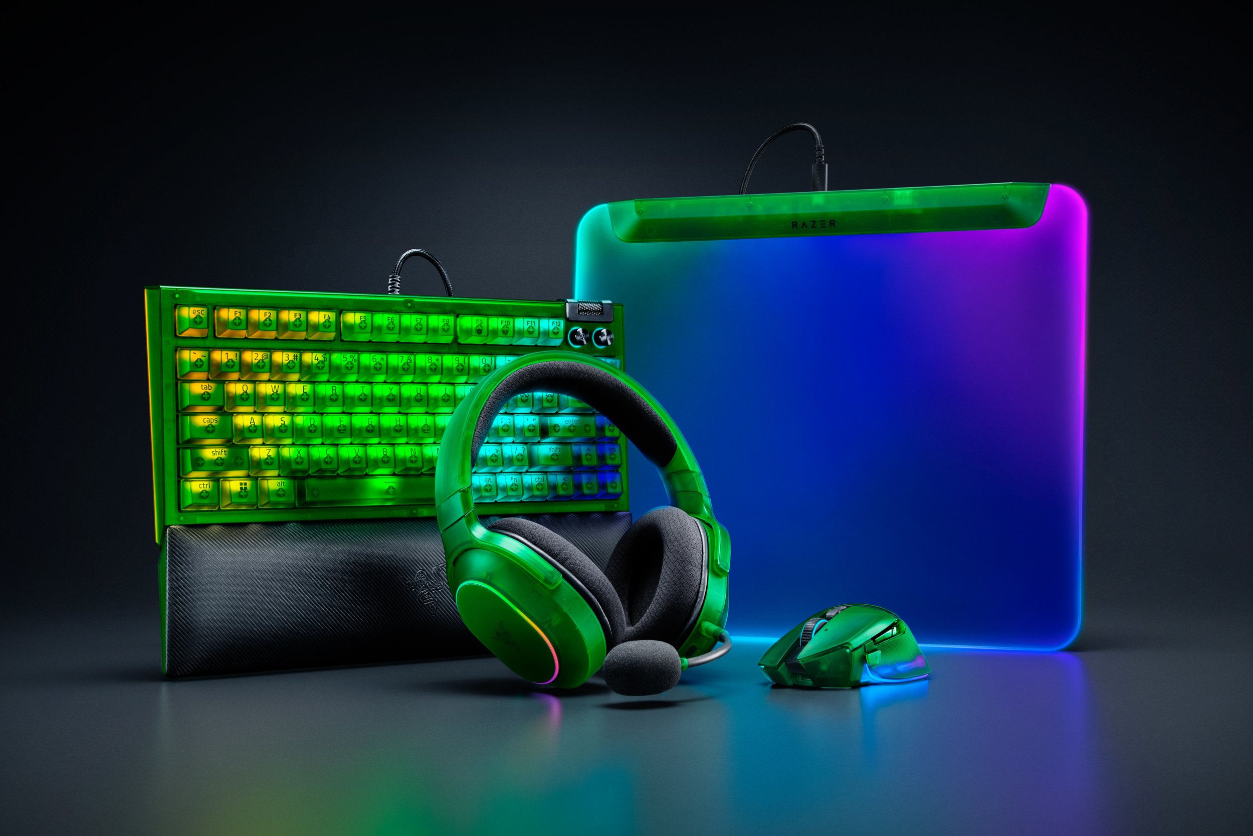 A group shot of Razer’s Phantom Collection PC accessories.