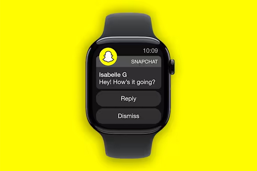 The new Snapchat Apple Watch app running on the wearable.