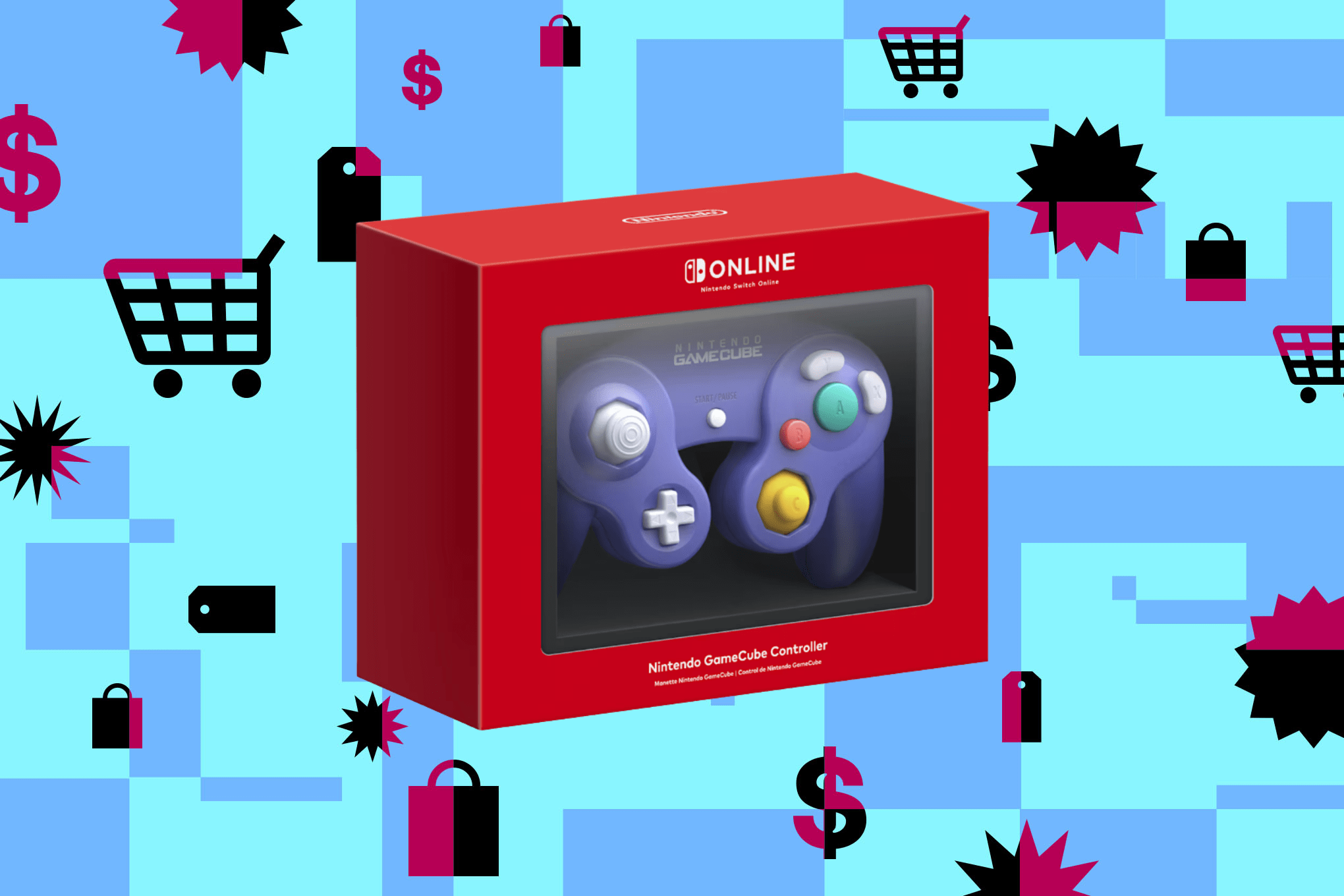 The Nintendo GameCube Controller for Switch 2 against a blue background.
