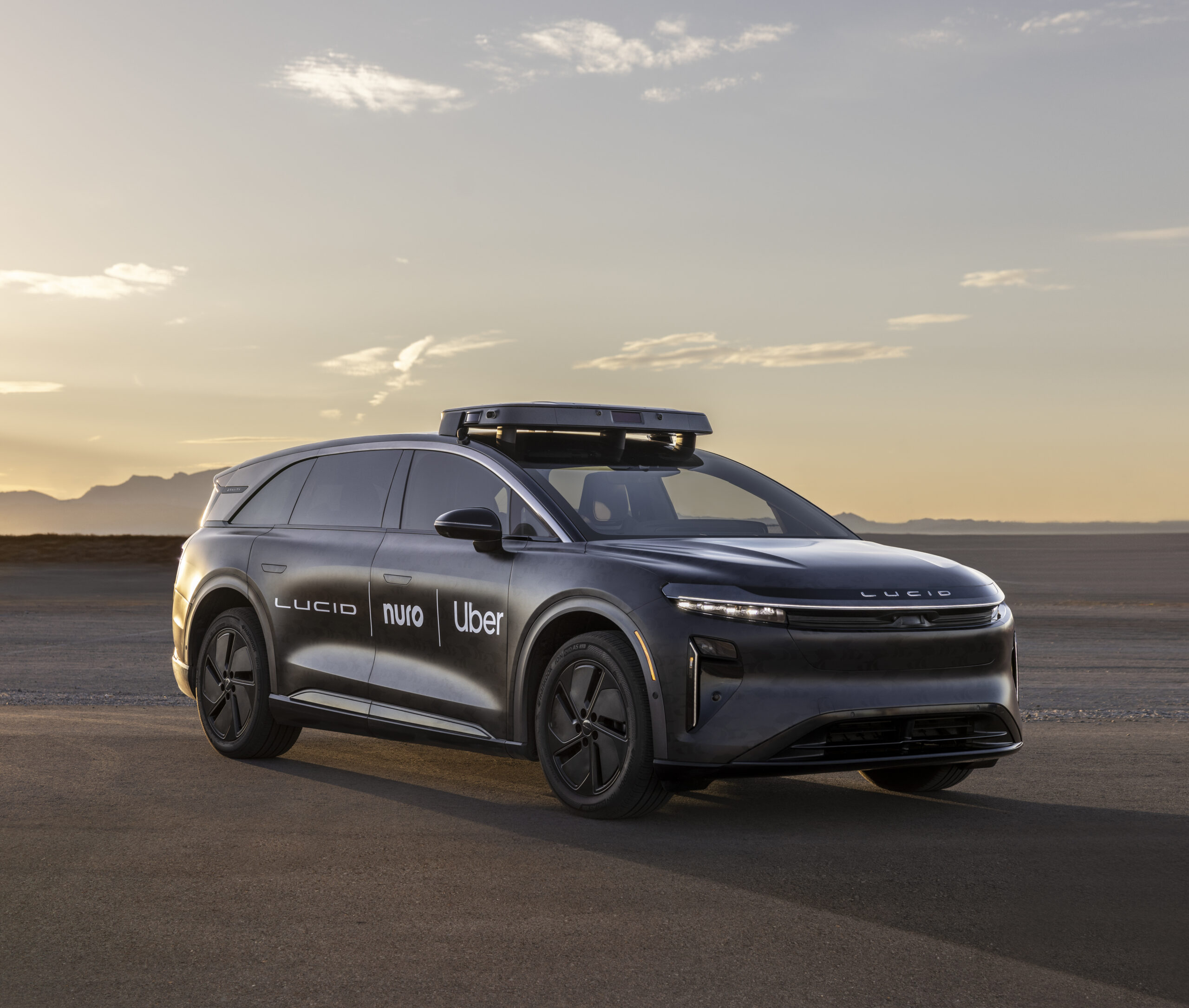 photo of a Lucid Gravity with Nuro robotaxi hardware