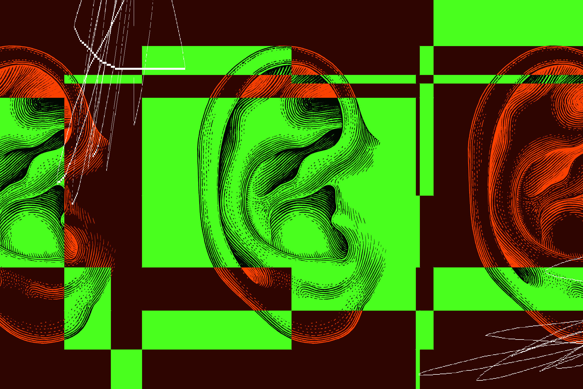 a stylized illustration of a human ear