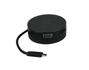 Round Dell mobile adapter with a cable pulled out of it.