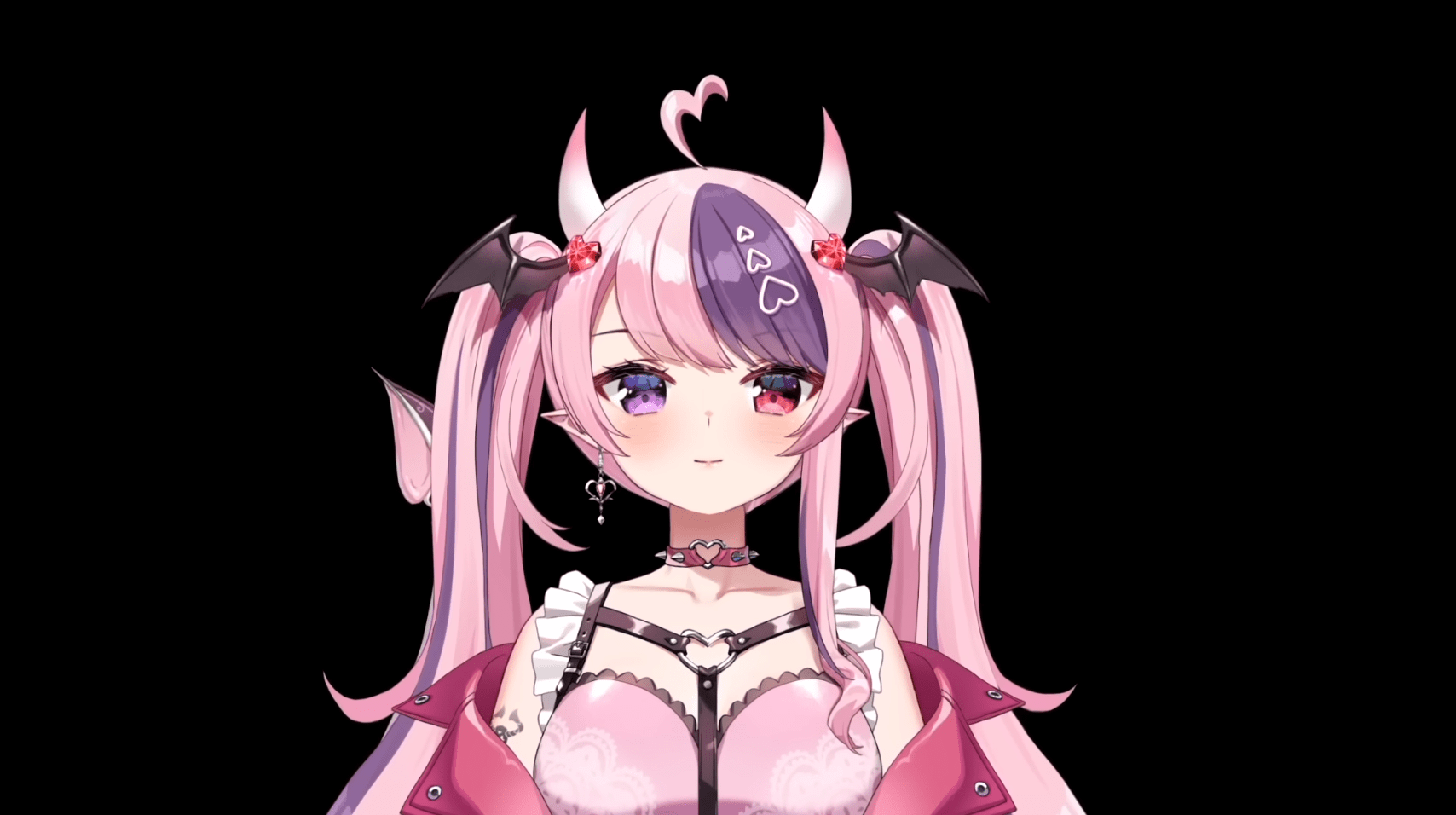 Screenshot of Ironmouse, a VTuber with horns, pink hair, pink eyes, and a pink outfit.