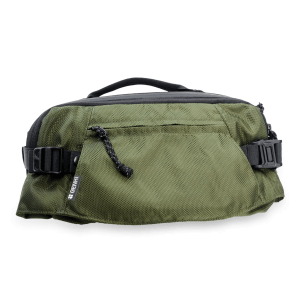 Green bag with zippered compartment
