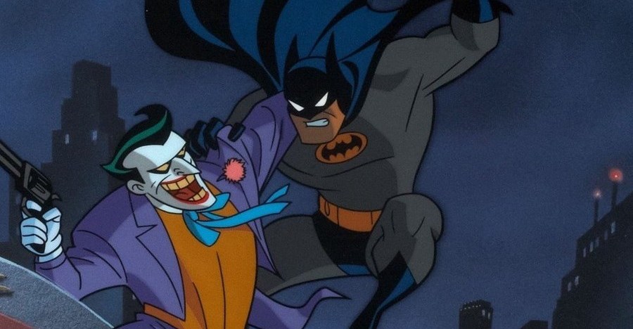 Batman and Joker clash in Batman: The Animated Series. 