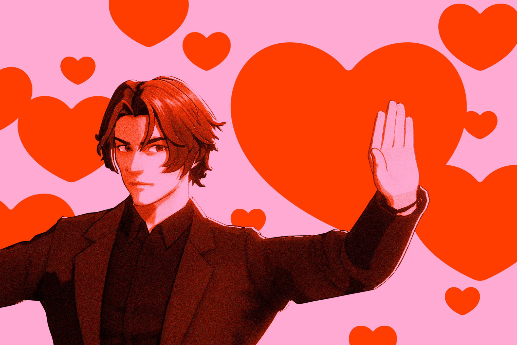 Grok Valentine AI chatbot surrounded by hearts.