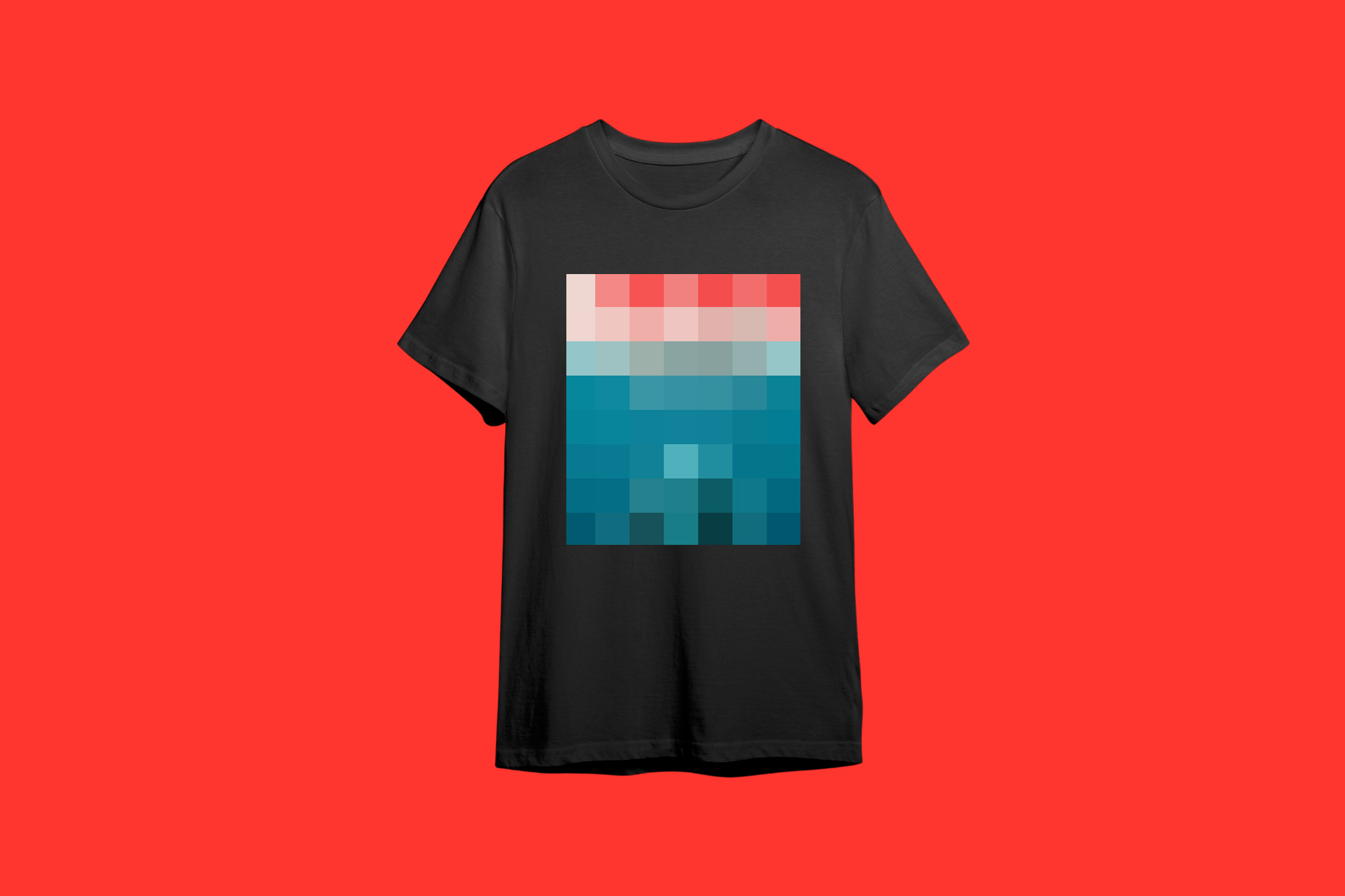 A T-shirt with a blurred out design.