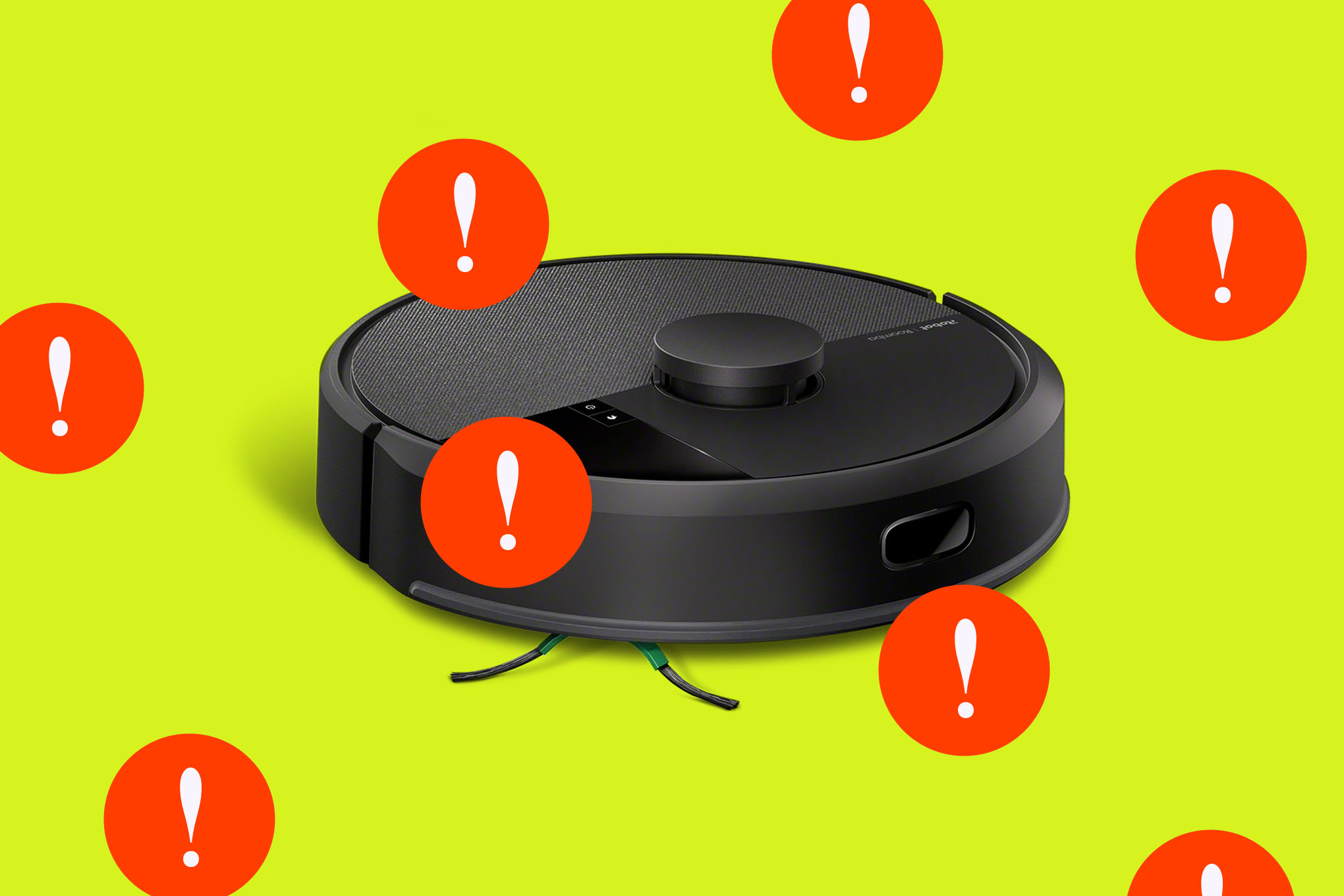 iRobot Roomba with a glowing red error light.