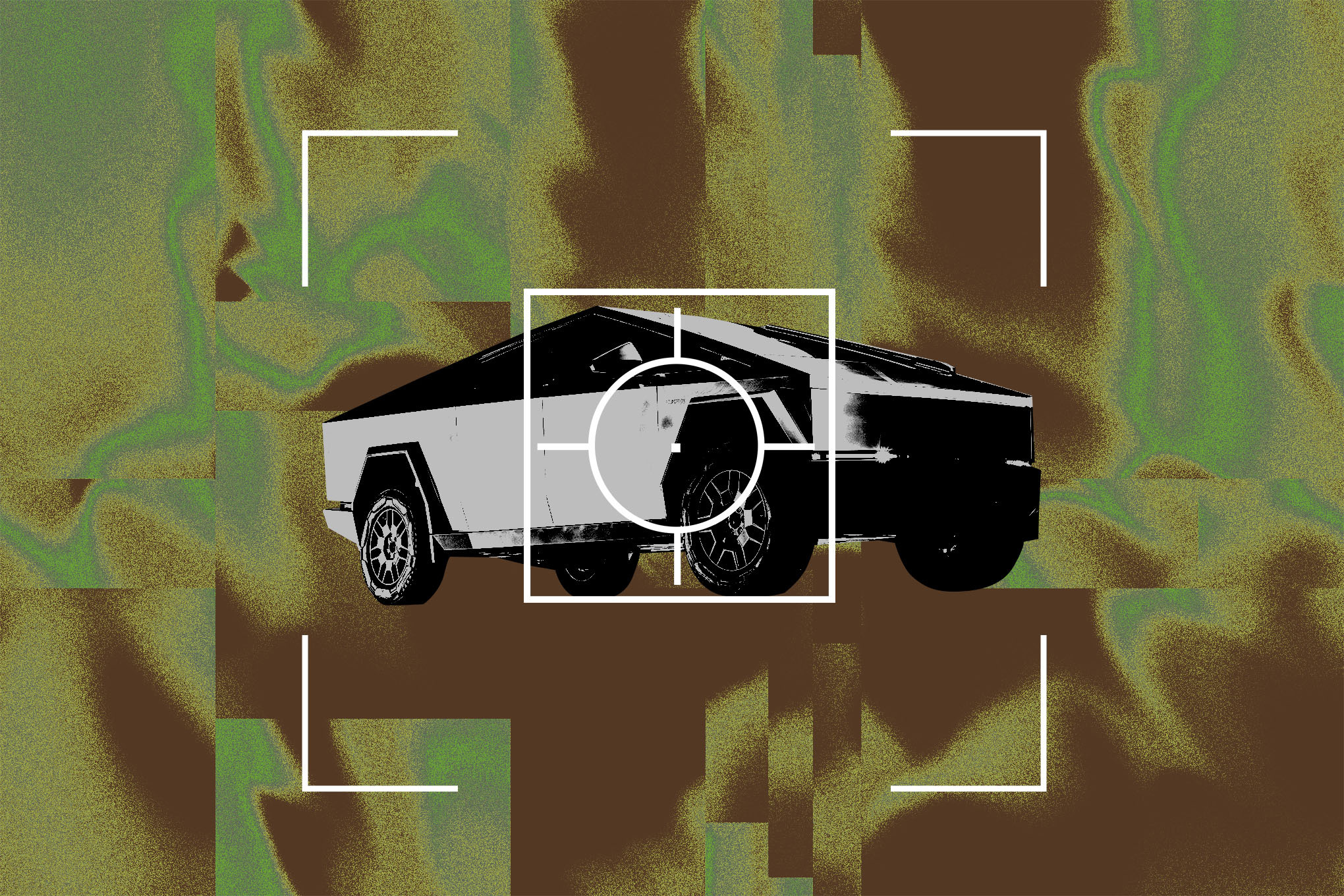 illustration of Tesla Cybertruck in crosshairs