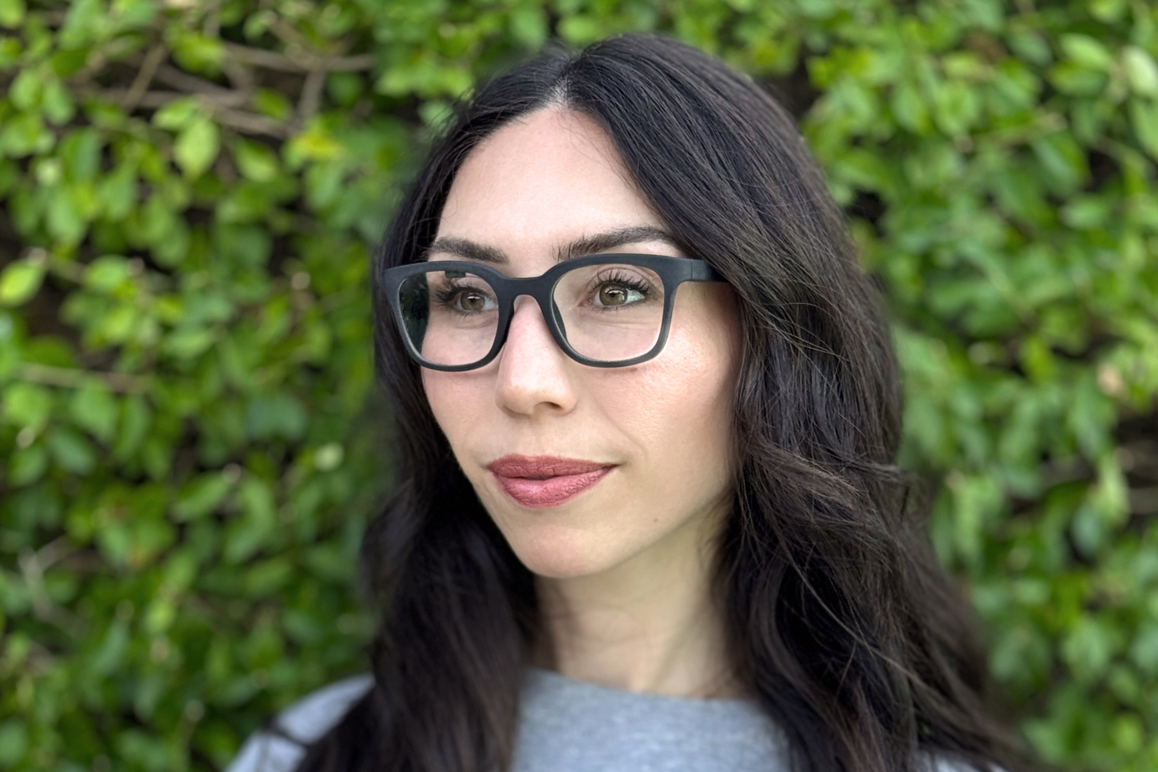 A person wearing Brilliant Labs’ Halo smart glasses.