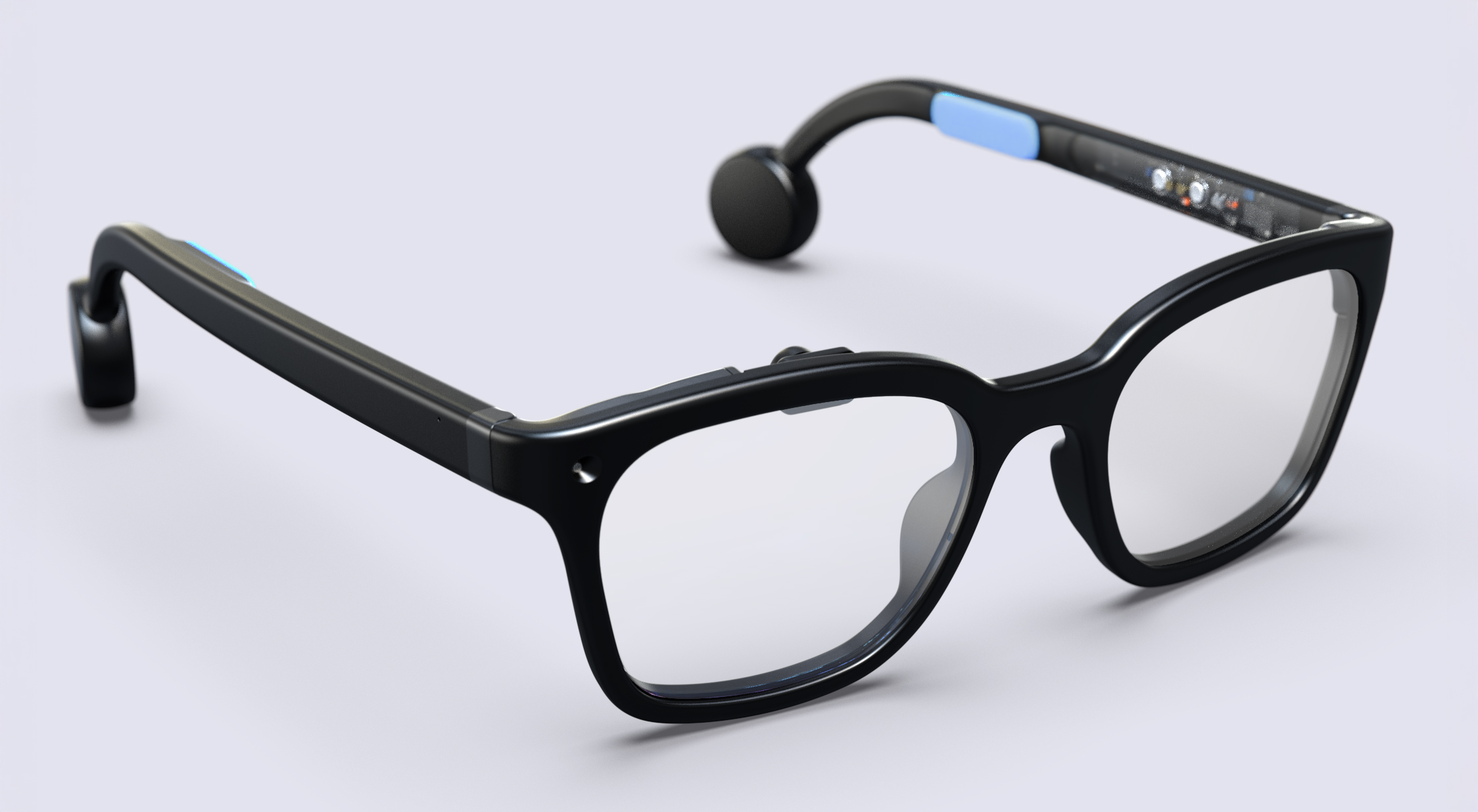 Brilliant Labs’ Halo smart glasses against a light gray background. Brilliant Labs’ Halo smart glasses against a light gray background.