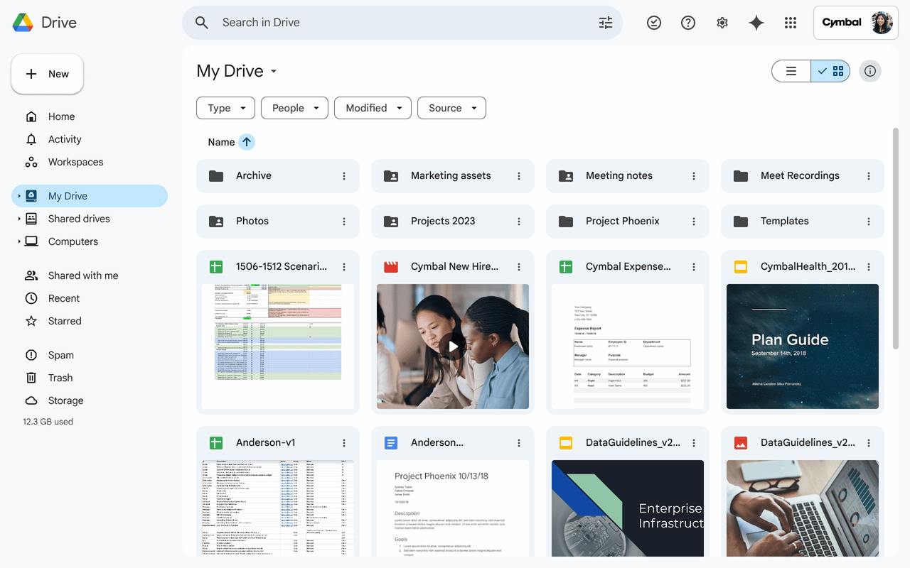 A GIF demonstrating Google DRive’s new shortvut for Google Vids.