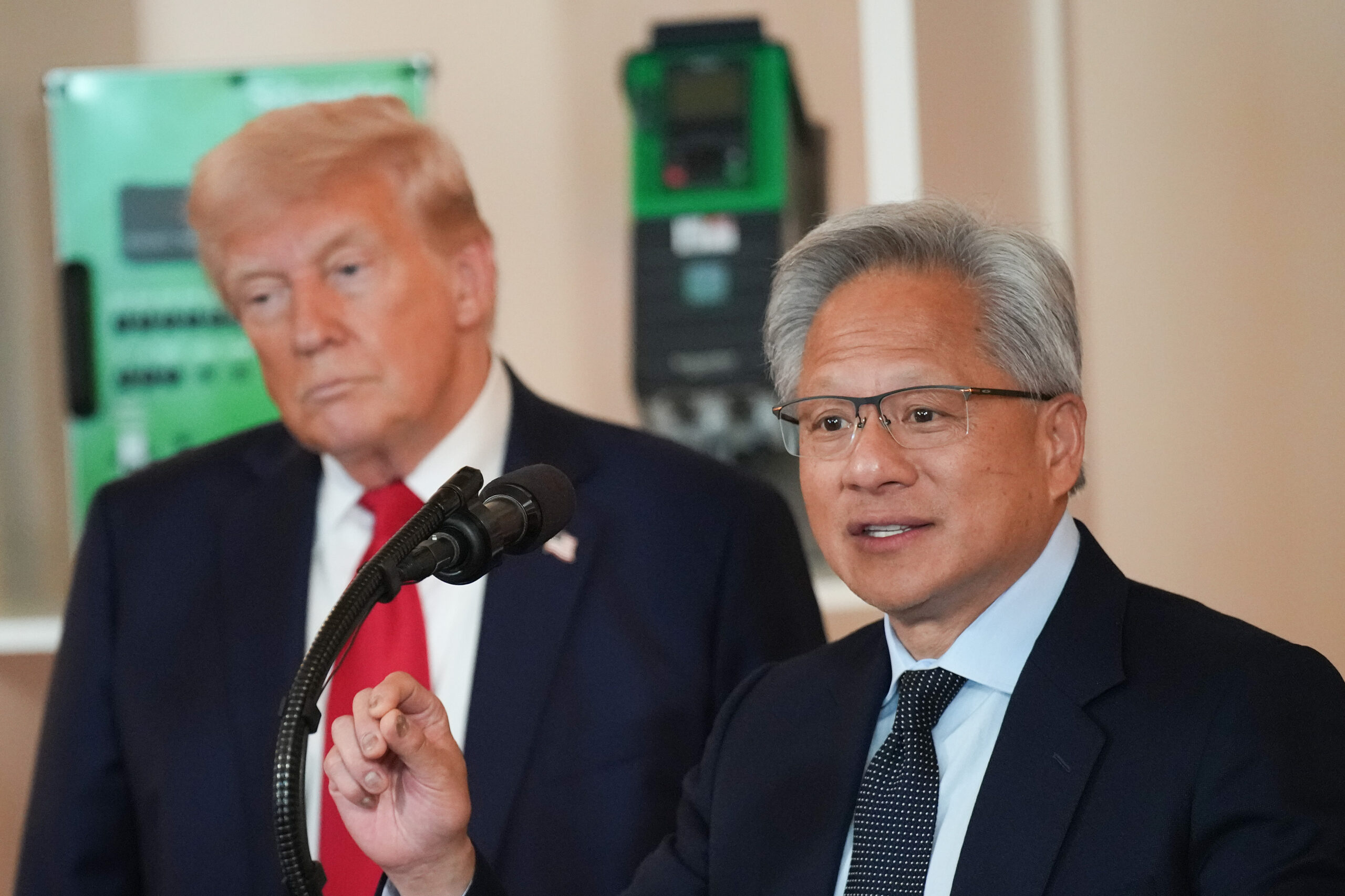 A photo of Donald Trump and Nvidia CEO Jensen Huang