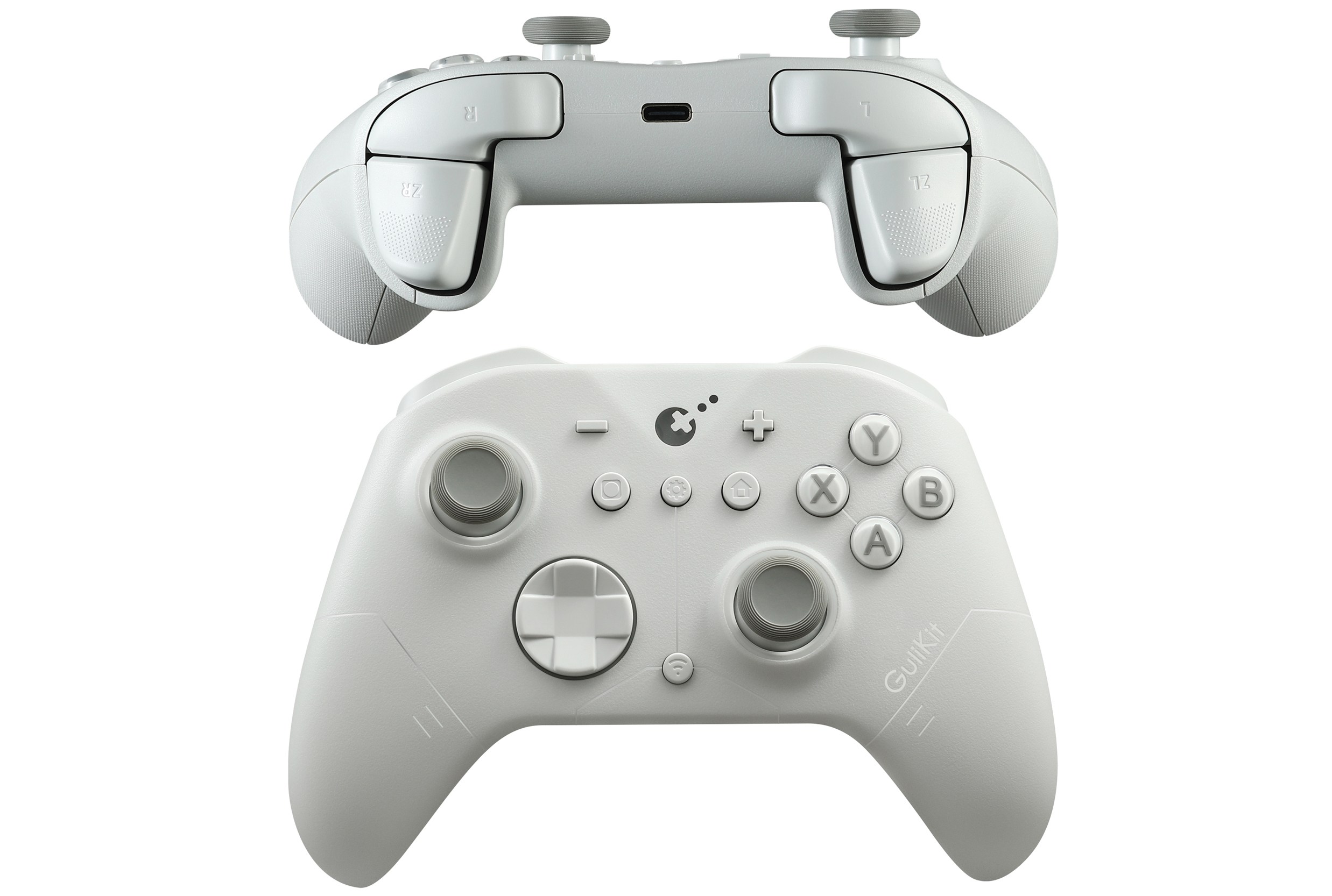 The GuliKit ES controller pictured from the front and top edge.