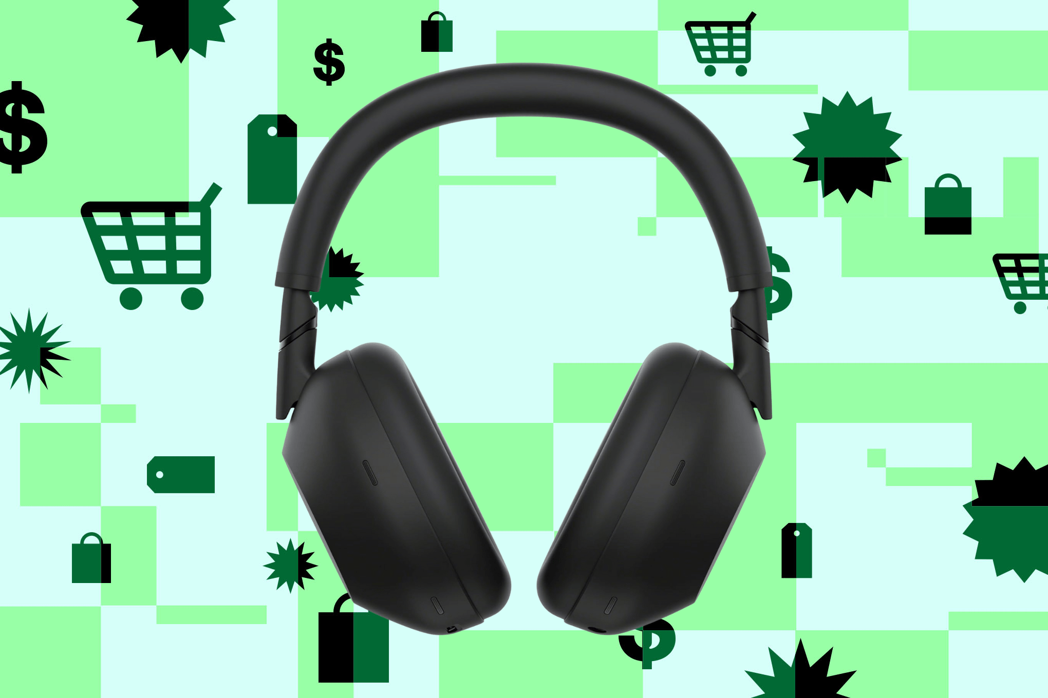 Sony’s WH-1000XM6 against a green background.