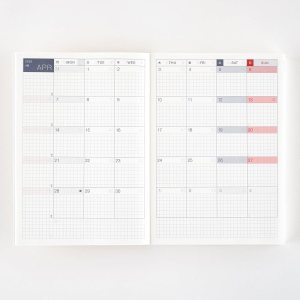 Open daybook showing days of the week