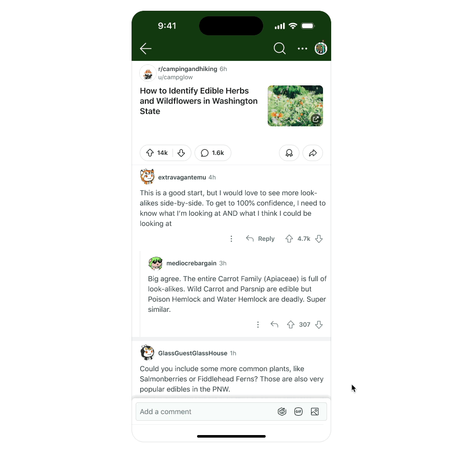 Reddit’s new link viewing experience, where an article opens in the app.