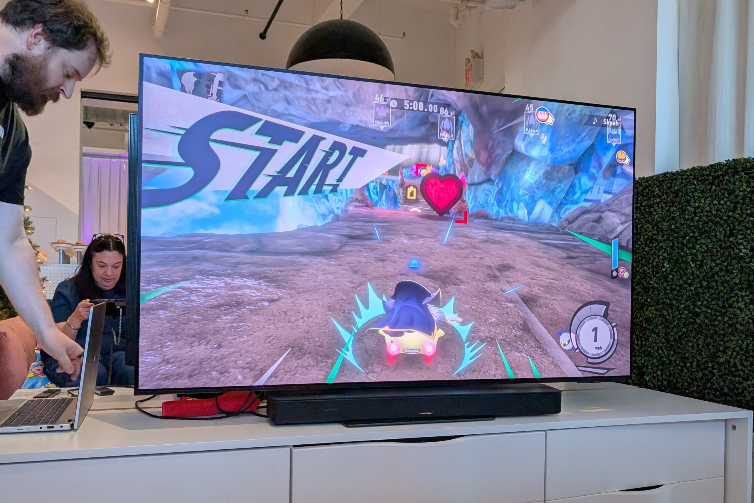 An image of Meta Knight racing in Kirby Air Riders.