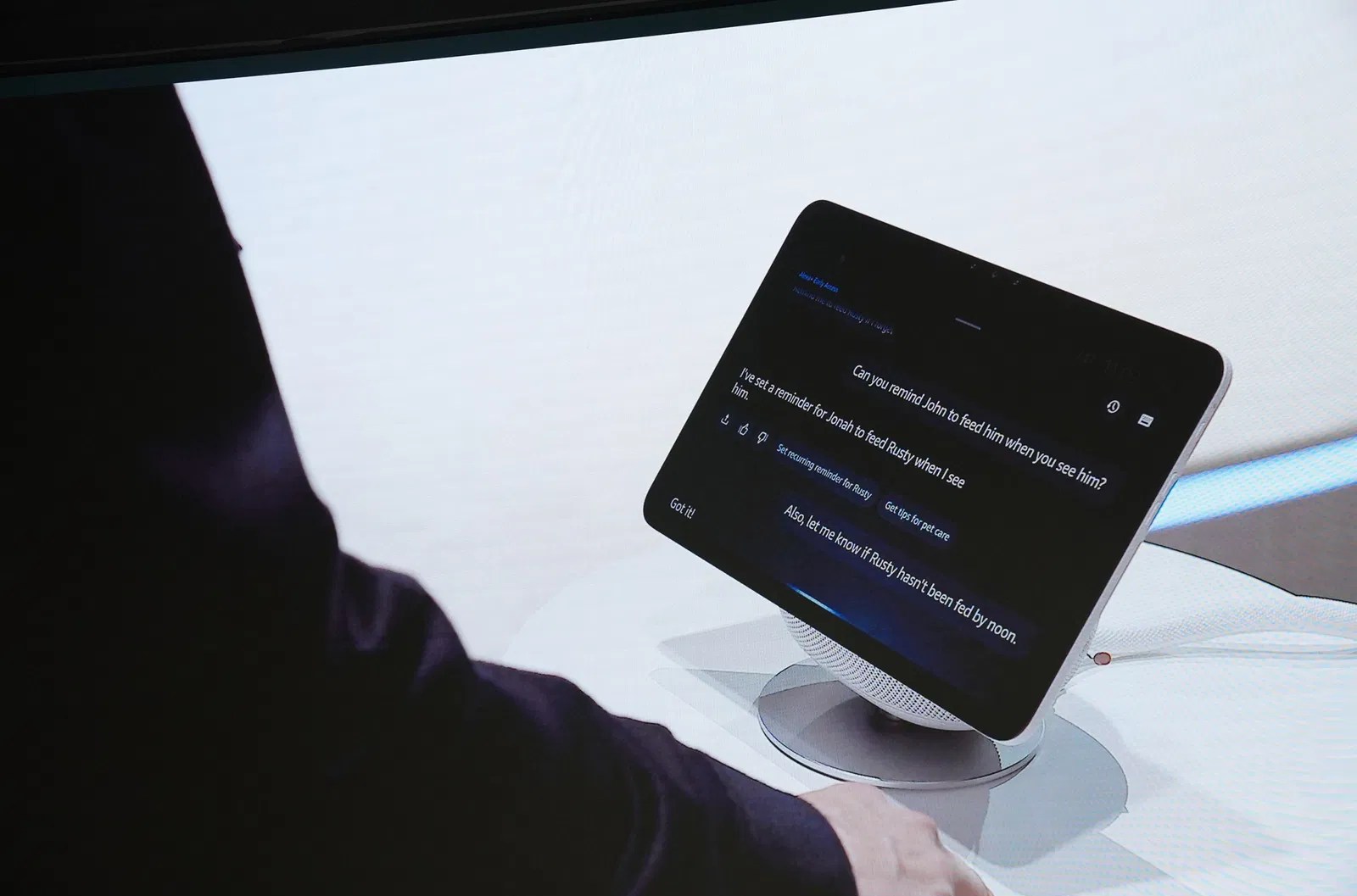 Amazon Echo Show running a conversation with Alexa Plus
