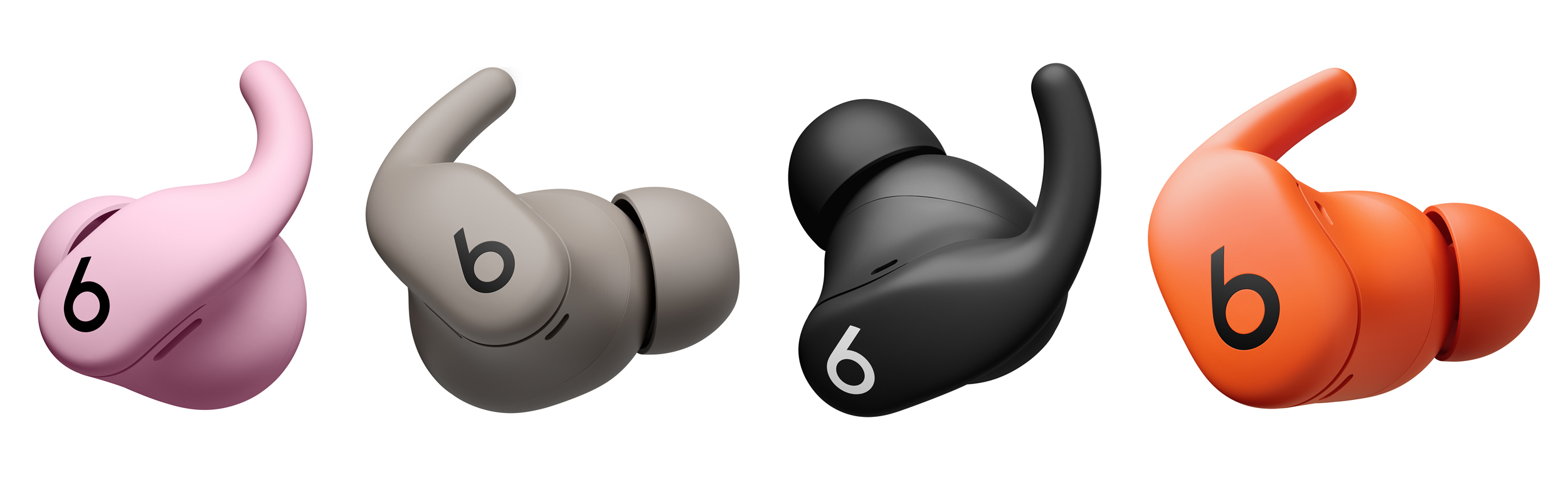 Four Beats Powerbeats Fit earbuds in different colors.
