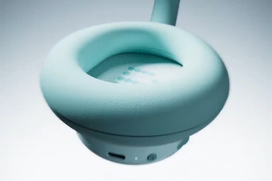 A close-up of the earcup cushion on the CMF Headphone Pro wireless headphones.