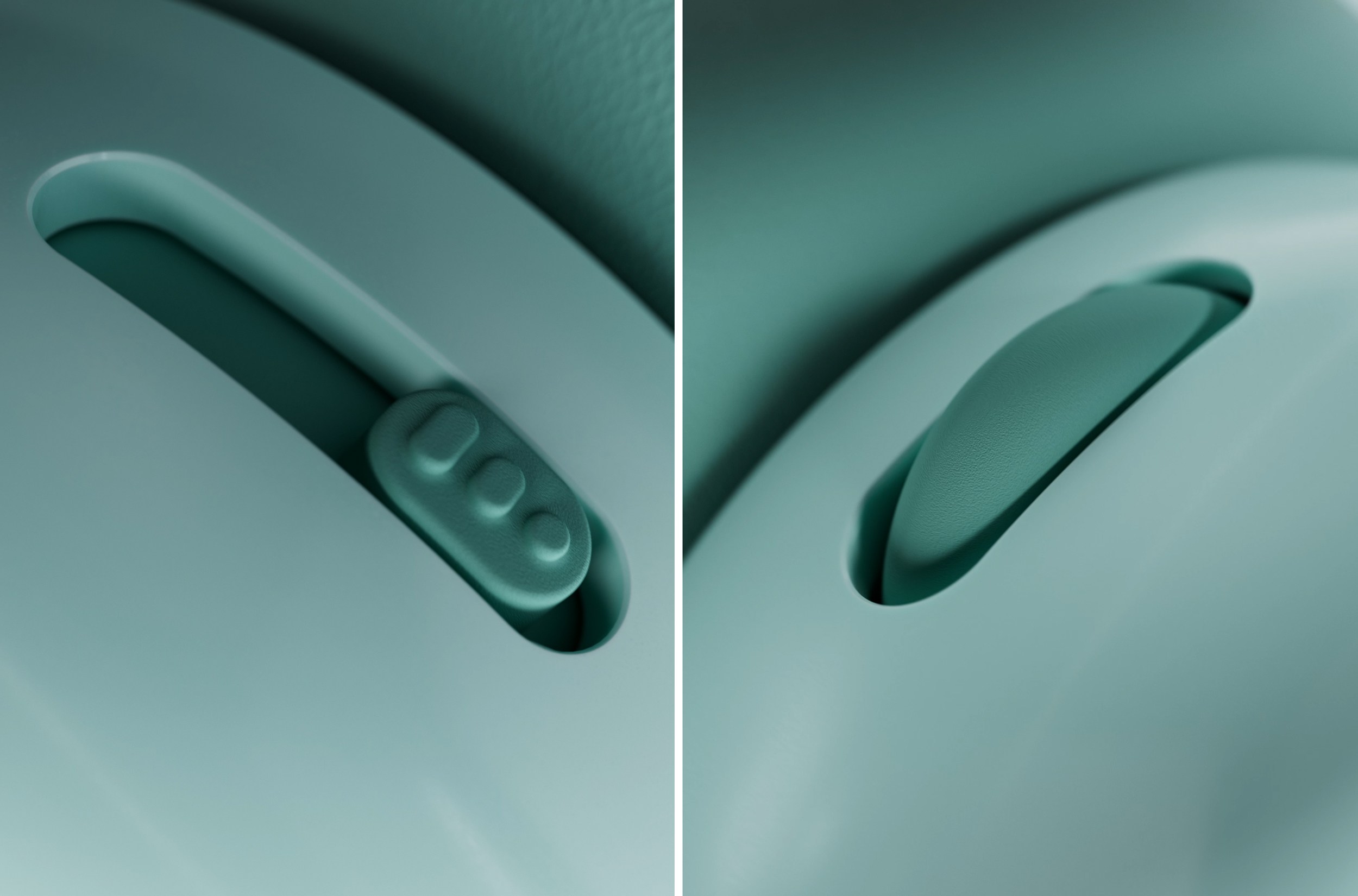 Close-ups of two controls on the CMF Headphone Pro.