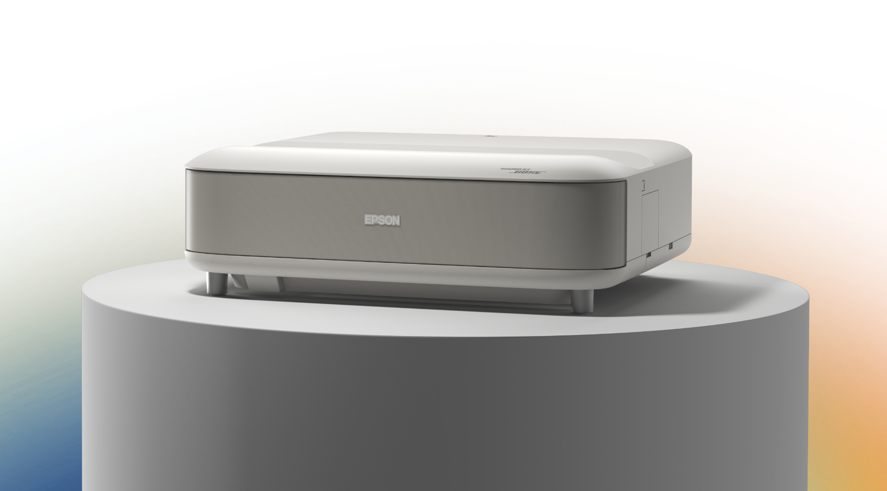 The Epson Lifestudio Grand UST projector on a display stand. The Epson Lifestudio Grand UST projector on a display stand.