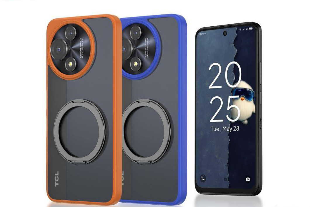 TCL Nxtpaper 5G Junior phone shown in two different colored cases.