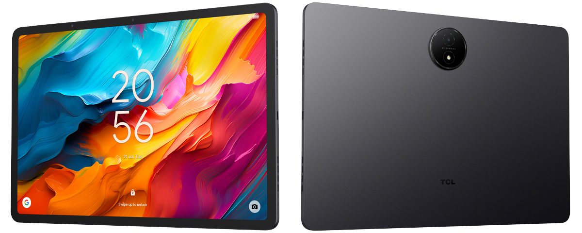 Two TCL Tab 8 Nxtpaper tablets side by side showing the front screen and back camera.