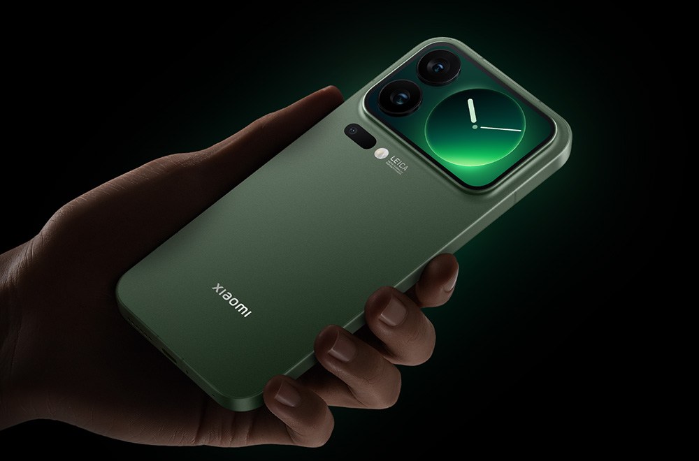 Xiaomi 17 Pro held in a hand against a black background