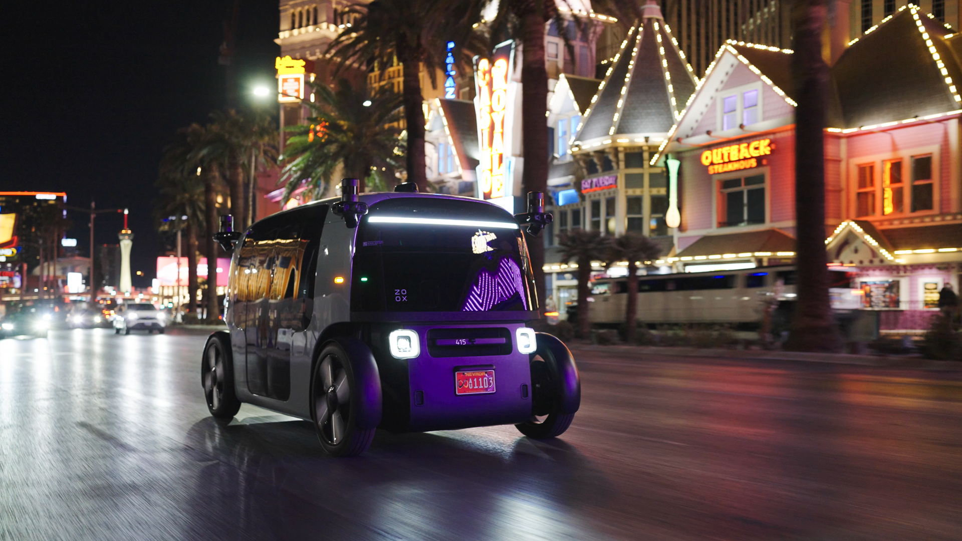 photo of a Zoox robotaxi in Las Vegas