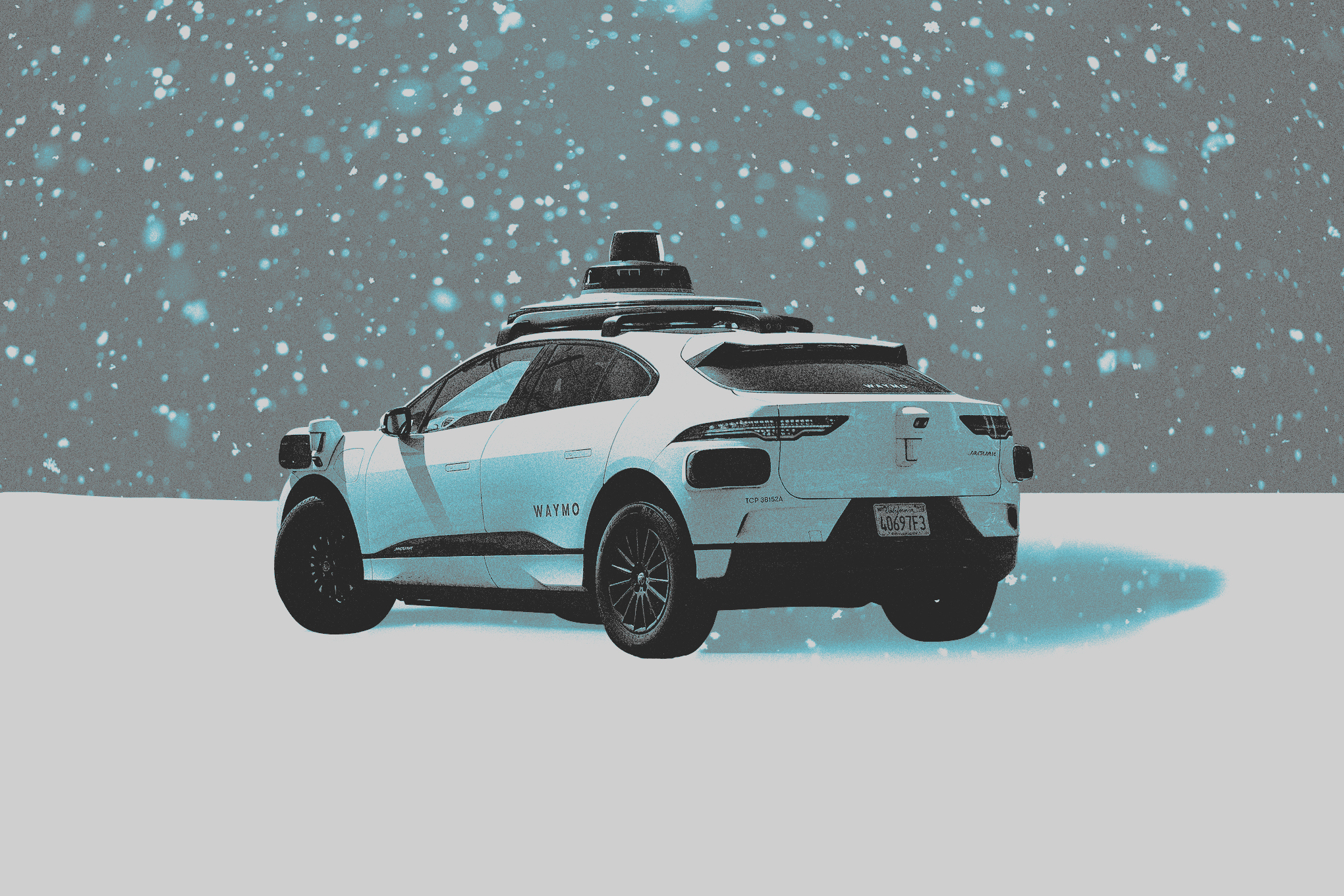illustration of Waymo in snow