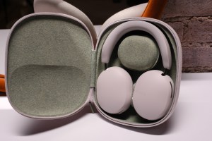 A hands-on photo of the Sonos Ace headphones at an event in New York City.