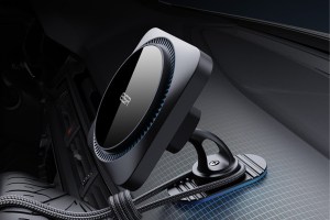 ESR MagSafe Car Mount Charger on a dashboard.