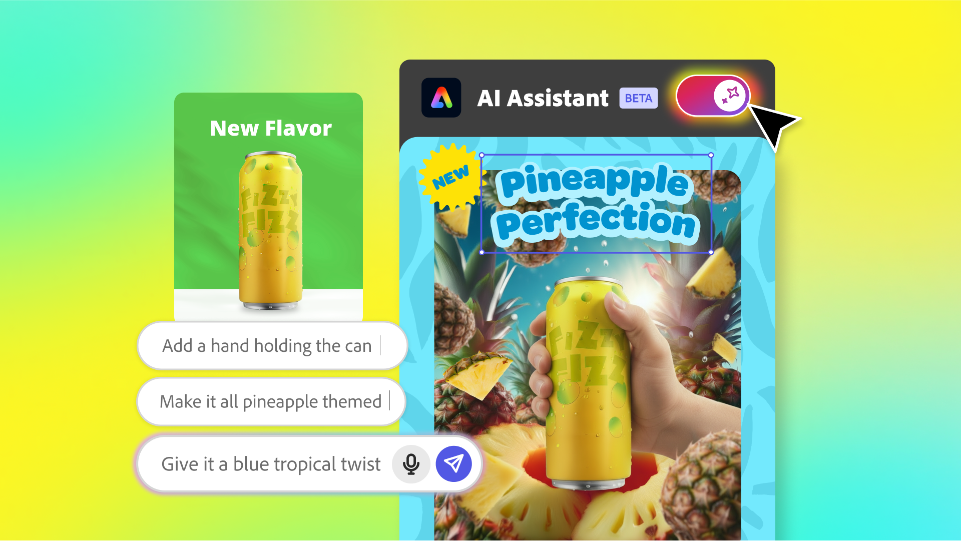 An illustration showcasing Adobe’s new AI Assistant for Express.