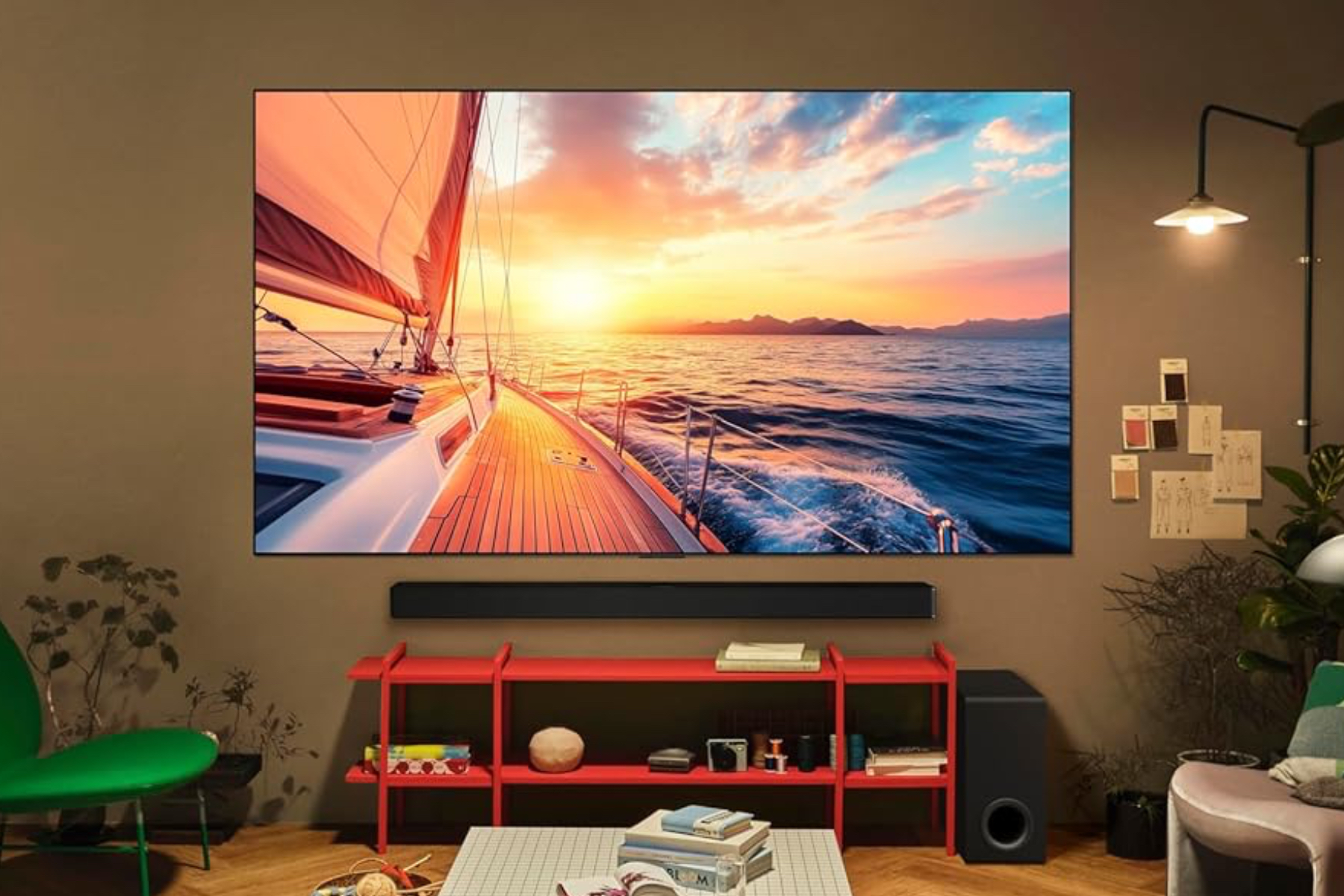 LG’s C5 mounted on a wall in a living room.